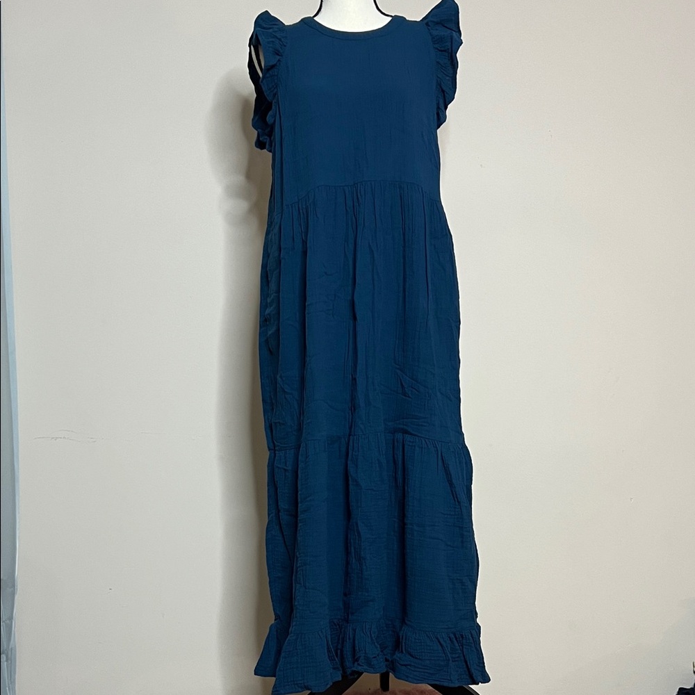 Universal Thread Elegant Blue Ruffle Maxi Dress - image 1